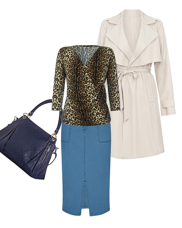 Leopard Print and Denim Skirt style