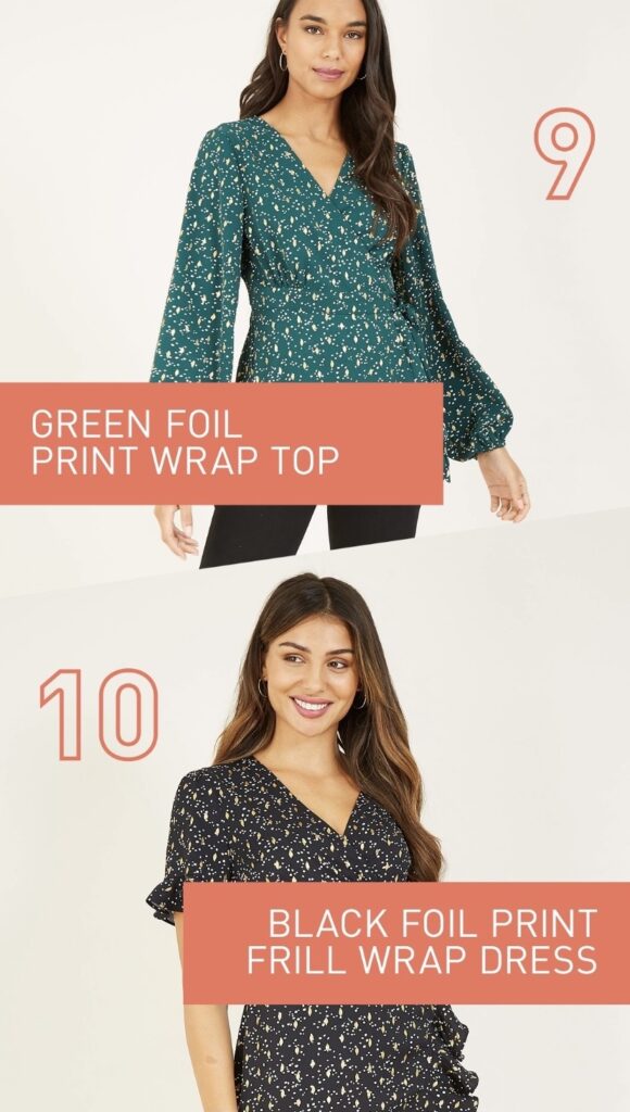 wrap dress foil print