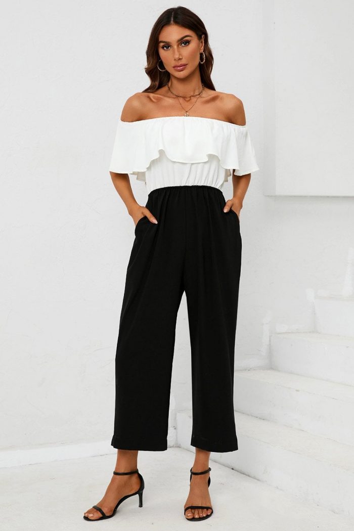 Black and white contrast jumpsuit