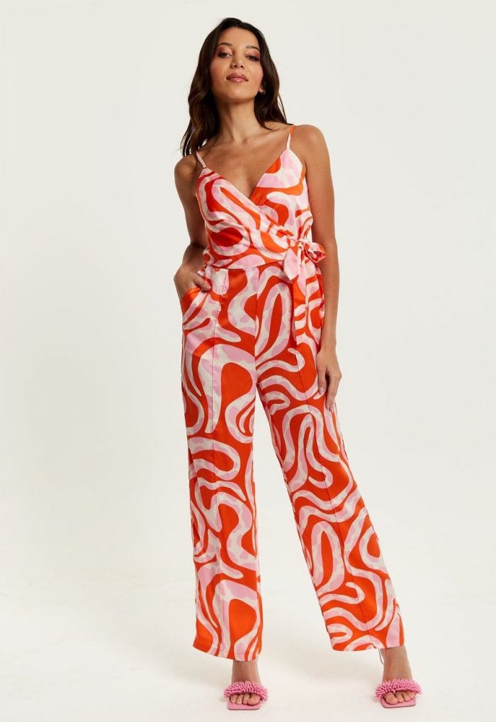 Pink and red abstract jumpsuit