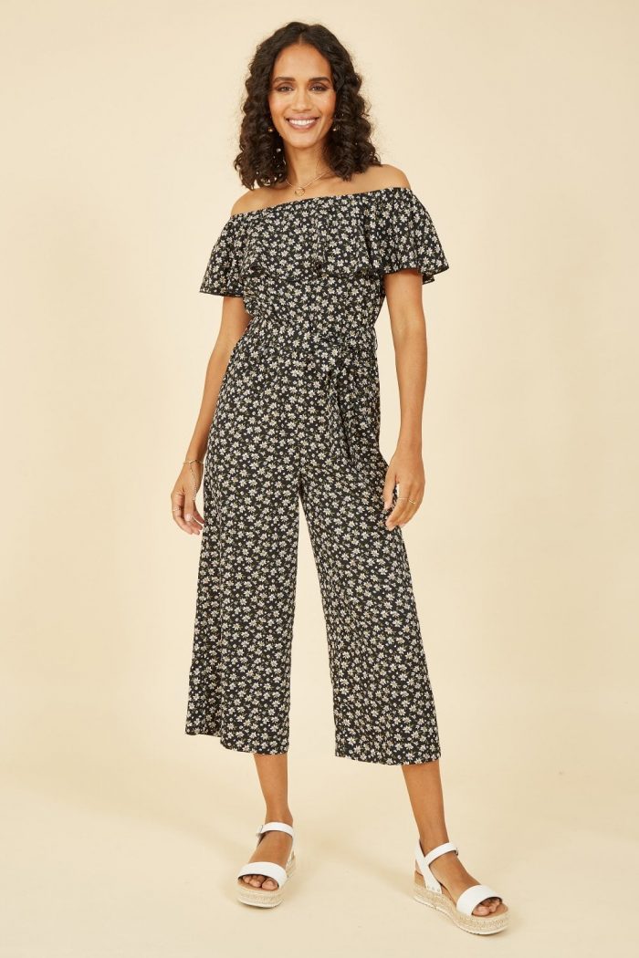 Daisy Print Bardot Jumpsuit
